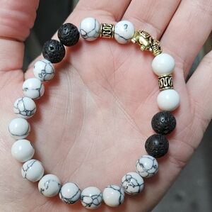 Howlite & Lava Stone Bracelet for Calmness & Relaxation